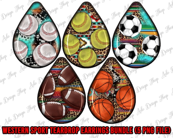 Western Sport Earrings Teardrop Bundle Png, Western Teardrop Png, Sport Teardrop Png, Western Teardrop Earrings Png, Instant Download