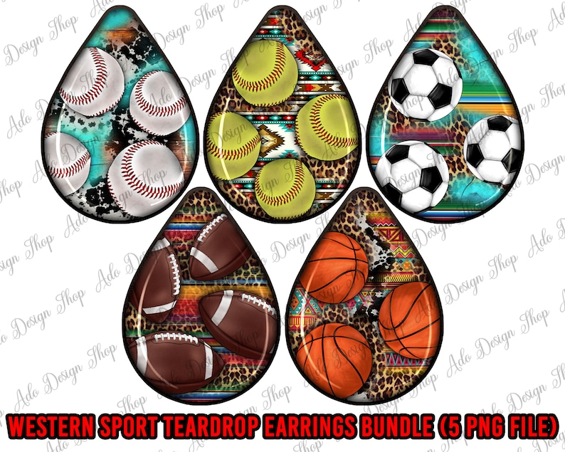 Western Sport Earrings Teardrop Bundle Png, Western Teardrop Png, Sport Teardrop Png, Western Teardrop Earrings Png, Instant Download image 1