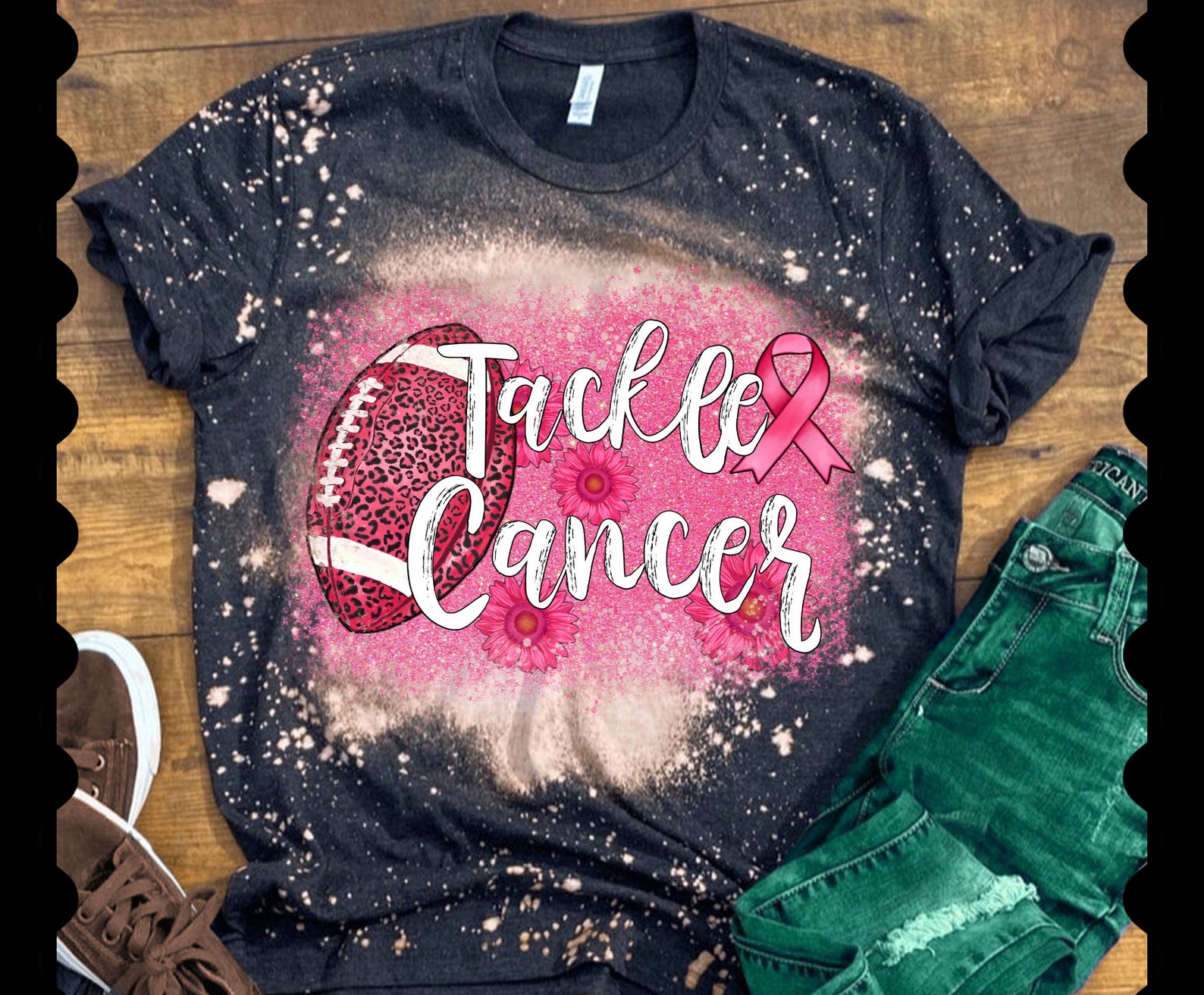 Tackle Cancer Awareness Distressed Background Design Png | Etsy