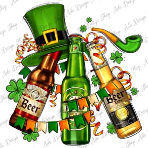 St. Patricks beers flags and hat png Sublimation Design,St. Patrick&#39;s Day Png, lucky day png, Irish day png, sublimate designs download