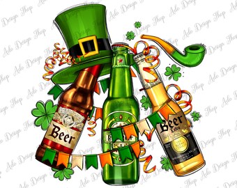 St. Patricks beers flags and hat png Sublimation Design,St. Patrick&#39;s Day Png, lucky day png, Irish day png, sublimate designs download