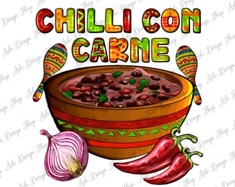 Chili con carne con diseño de sublimación de chile png, con carne mexicana png, comida mexicana png, comida callejera mexicana png, descarga instantánea