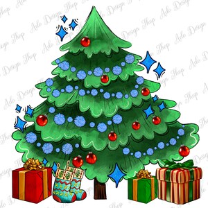Christmas Tree With Gift And Socks Png Sublimation Design, Christmas Tree Png, Christmas Gifts Png, Christmas Socks Png, Instant Download