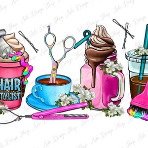 Hair stylist coffee cups png sublimation design download, hairstylist coffee cup png, hairdresser png, sublimate designs download