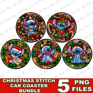 Christmas Stitch car coaster png sublimation design bundle, Christmas car coaster png, western car coaster png, sublimate designs download