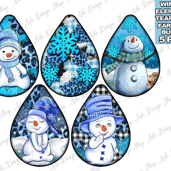 Winter elements teardrop earrings png sublimation design download, Winter png, Cozy Season png, sublimate designs download