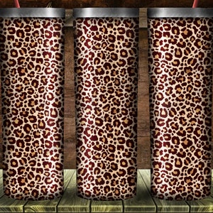 Seamless leopard 20oz skinny tumbler png, western tumbler png, tumbler png design, leopard pattern png, sublimate designs download