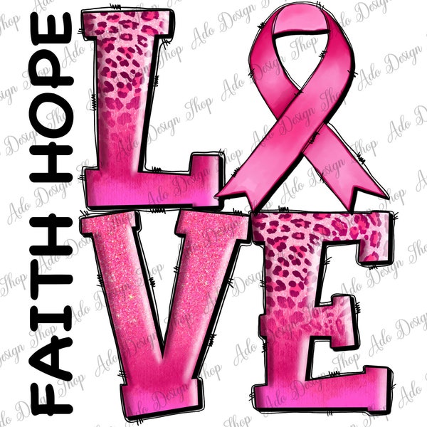 Faith Hope Love Western Breast Cancer Png Sublimation Design, Breast Cancer Rainbow Png, Cancer Awareness Png, Cancer Png, Instant Download