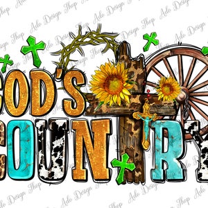 Western god country png sublimation design download, Christian png, sunflower cross png, Jesus png, sublimate designs download
