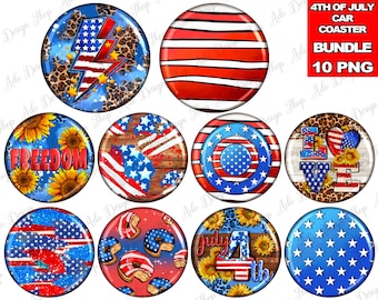 4th of Juli Auto Untersetzer png Sublimation Design Bundle, Unabhängigkeitstag png, 4. Juli png, sublimate designs download
