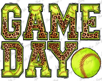 Softball Leopard Game Day Png Sublimation Design, Game Day Png, Softball Game Day Png,Game Season Png,Softball Png,Instant Download