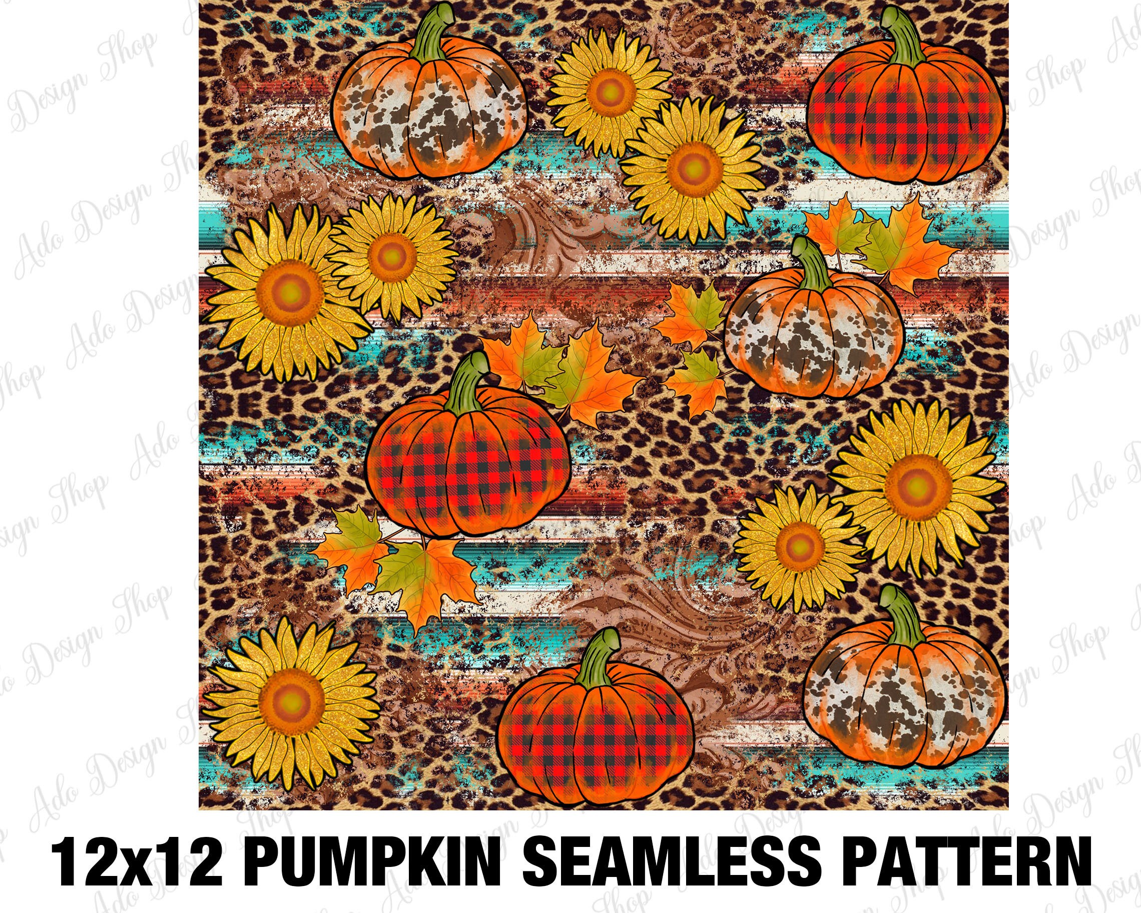 Tartan Fall Pumpkin Seamless Pattern Png, Fall Seamless Pattern, Fall ...