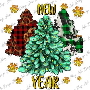 New Year With Christmas Tree Png Sublimation Design, Christmas Png, Happy Christmas Png, Happy New Year Png, Christmas Tree Png Downloads