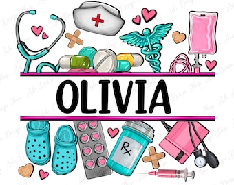 Personalized Nurse elements png sublimation design download,, Nursing png, Nurse png, custom name png, sublimate designs download