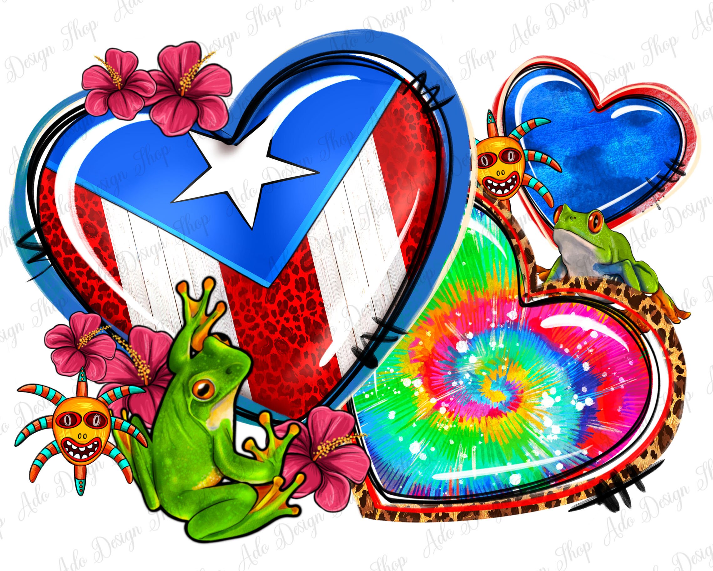 Western leopard Puerto Rico hearts png sublimation design download, Puerto Rico flag png, western hearts png, sublimate designs download