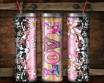 LOVE and Lotus 20oz Skinny Tumbler PNG, Western Tumbler Png, Skinny Tumbler Png, Glitter,Valentine&#39;s Day Tumbler Png,Instant Download