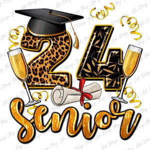 24 senior con descarga de diseño de sublimación png champagne, clase de 2024 png, png de graduación, png de posgrado, descarga de diseños sublimados
