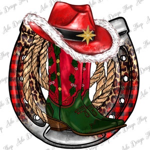 Christmas Cowboy Boots And Cowboy Hat Distressed Background, Christmas Cowboy Hat Png, Christmas Cowboy Boots Png, Instant Download