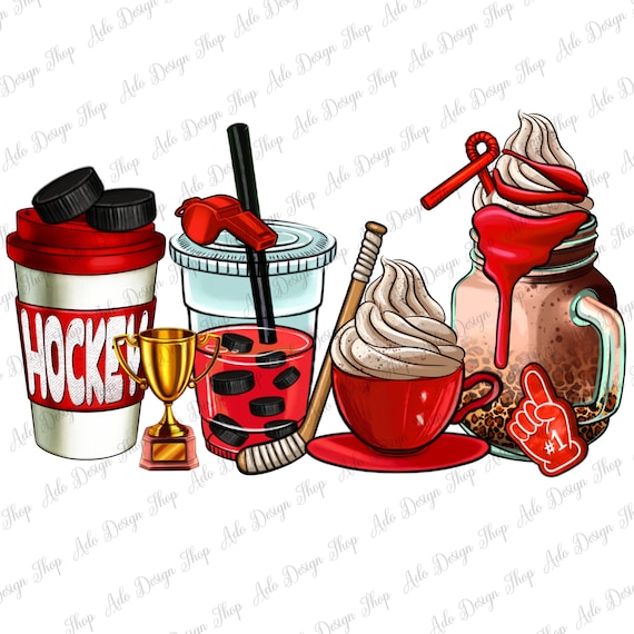 Hockey coffee cups png sublimation design download, coffee love png, Hockey png, sports png, sublimate designs download