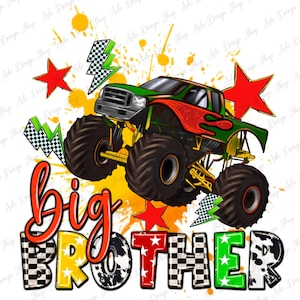 Big Brother png sublimation design download, western brother png, brother png, monster truck png, sublimate designs download