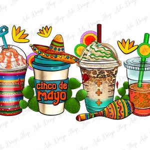 Cinco De Mayo coffee cups png sublimation design download, Mexican Day png, coffee love png, Mexican png, sublimate designs download