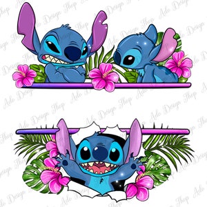 Personalized floral Stitch png sublimation design download, custom name Stitch png, cute Stitch png, sublimate designs download image 3