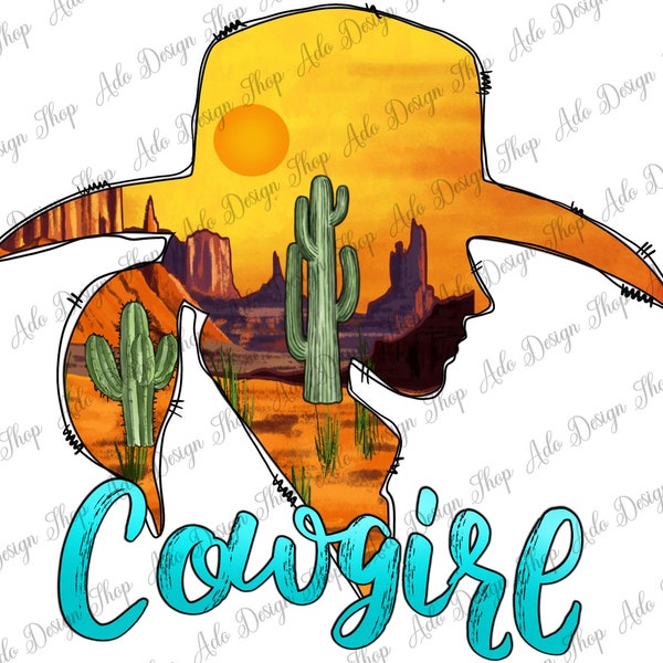 Cowgirl Portrait Png Sublimation Design, Sunset Cowgirl Png, Cowgirl Png, Desert Sunset Png, Western Sunset Png, Instant Download