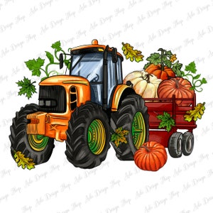 Fall tractor with pumpkin png sublimation design download, Autumn png, Fall pumpkin png, Hello Fall png, Autumn png, sublimate download