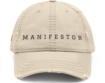 MANIFESTOR embroidered distressed hat | vintage baseball cap