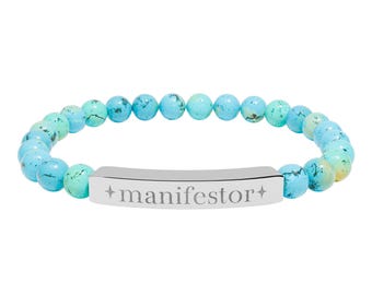 Manifestor-armband | Natuursteen gegraveerde staaf | Human Design-sieraden