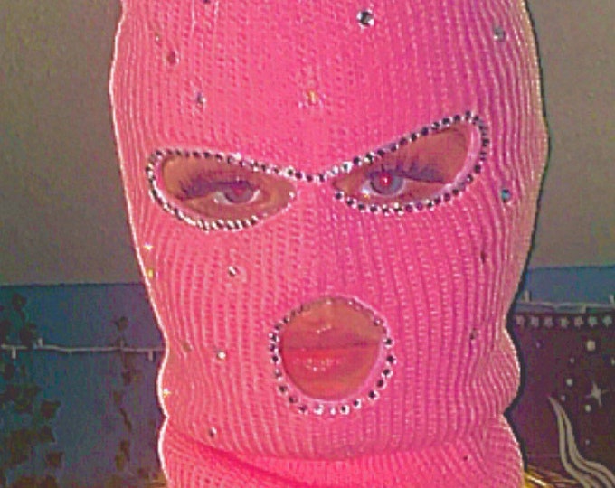 Pink Rhinestone Ski Mask Y2K - Etsy