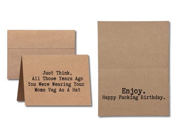 Rude & Funny Birthday Greeting | You Wore Your Mom’s Vag As A Hat | Offensive Adult Humor Card | Glitter Bomb Option | Send Anonymously