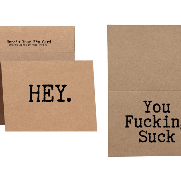 You Fcking Suck || Inappropriate Greeting Card with Envelope || Unapologetic Profanity Card || Sending Services Available || Glitter Bomb