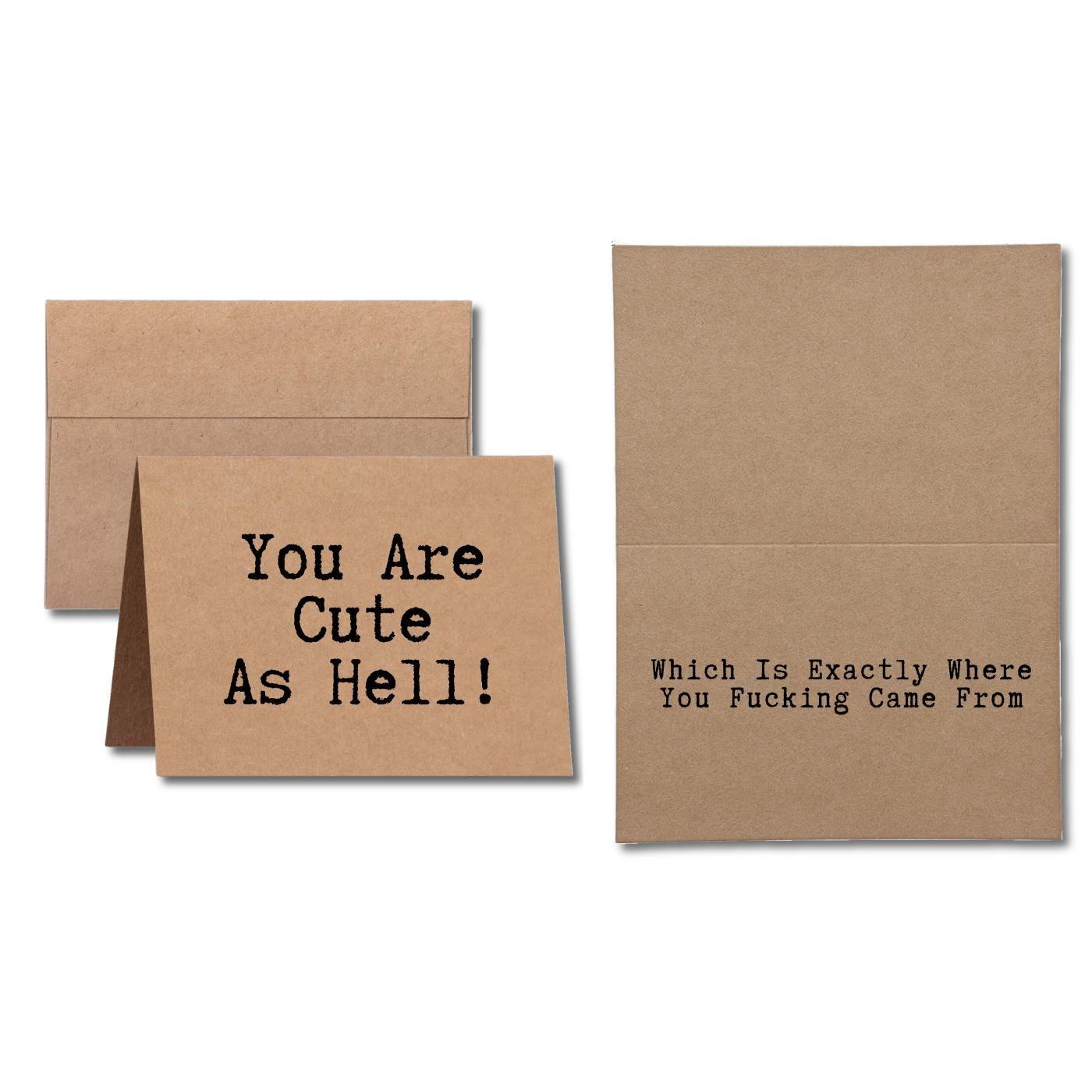 Cute as Hell Card – Funny Love Card for Couples – Inappropriate Just Because Card – Profanity Greeting Card – Send Anonymously or Glittered