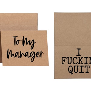 I F*ckin' Quit || Inappropriate Greeting Card with Envelope || 2 Week Notice Profanity Card || Sending Services || Glitter Bomb Option