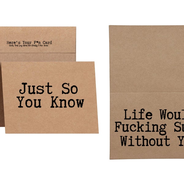 Life Would Fcking Suck Without You || Inappropriate Greeting Card with Envelope || Thoughtful Profanity Card || Sending Services