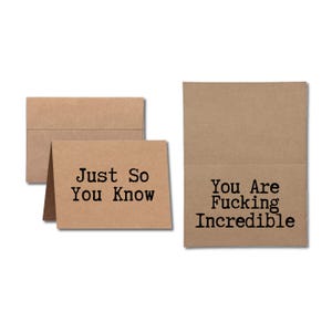 Just So You Know You Are Fcking Incredible || Inappropriate Greeting Card for Any Occasion || Just Because Profanity Card || Mature Humor