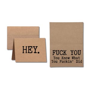 Hey, Fck You! You Know What You Fckin Did || Inappropriate Unapologetic Card || Sarcastic and Snarky Card for Any Occasion || Send Direct