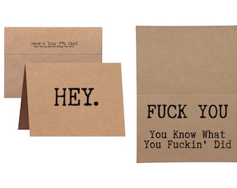 F*ck You, You Know What You F*ckin' Did || Inappropriate Greeting Card with Envelope || Unapologetic Profanity Card || With Sending Services