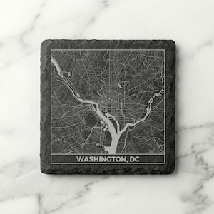 Sottobicchieri in ardesia con mappa: città, stato, paese incisi al laser personalizzati