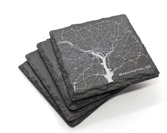 Engraved Map Coaster - Customized With a Map of Your Favorite Location - Personalized Coasters - Great Housewarming Gift - Anniversary Gift