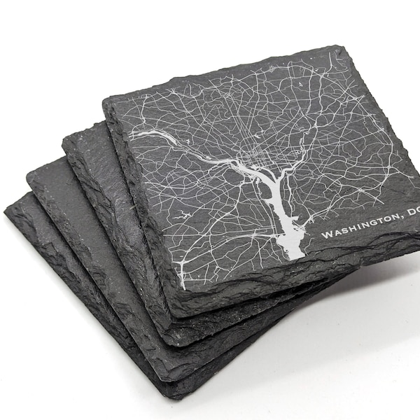 Engraved Map Coaster - Customized With a Map of Your Favorite Location - Personalized Coasters - Great Housewarming Gift - Anniversary Gift