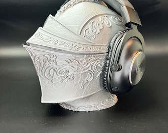 Drakeblood Knight Headphone Stand, Dark Souls Decor, 3D Printed Bust