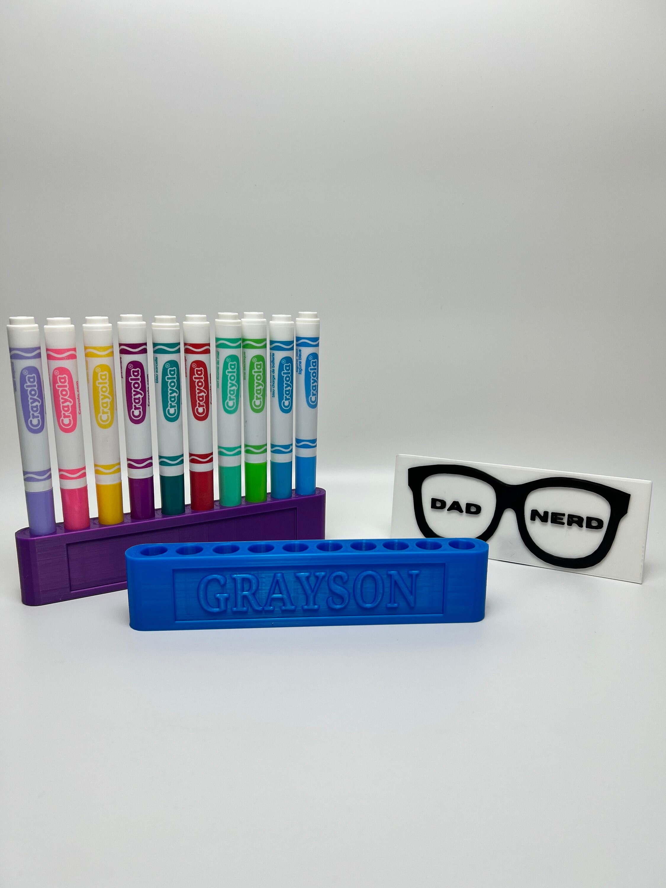 Personalized or Plain Marker Cap Holder for Small Fine Line Crayola Markers  Single Row 