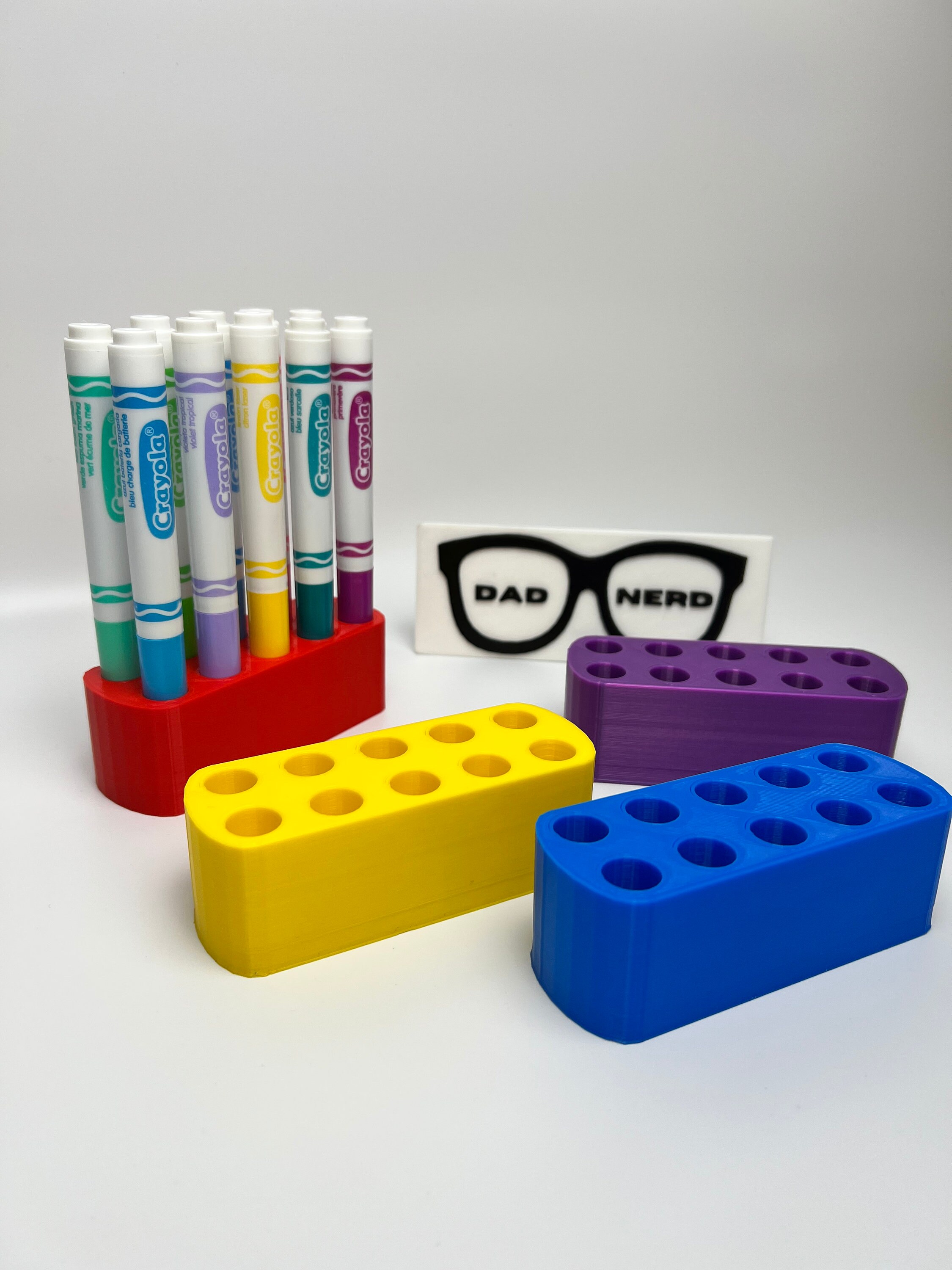 Personalized or Plain Marker Cap Holder for Small Fine Line Crayola Markers  Single Row 