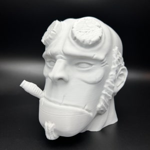 Soporte para auriculares Hellboy, soporte para auriculares, decoración de habitaciones, juegos, oficina, escritorio, busto para pintar, impresión 3D imagen 3