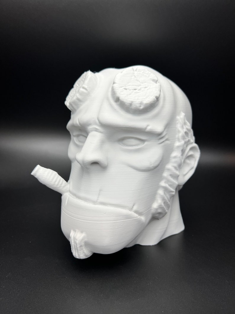 Soporte para auriculares Hellboy, soporte para auriculares, decoración de habitaciones, juegos, oficina, escritorio, busto para pintar, impresión 3D imagen 3