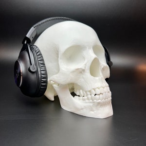 Life Size Human Skull Headphone Stand , Headphone Holder , Room Decor , Gaming , Office, Desktop , Paintable Bust , 3D Printed , Halloween