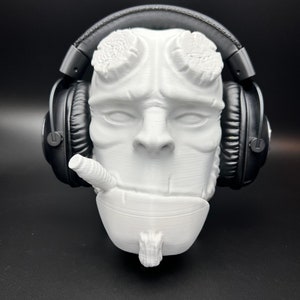 Soporte para auriculares Hellboy, soporte para auriculares, decoración de habitaciones, juegos, oficina, escritorio, busto para pintar, impresión 3D imagen 2