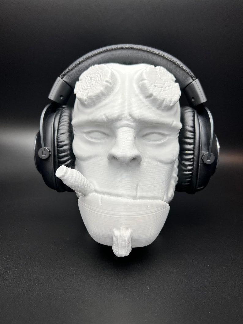 Soporte para auriculares Hellboy, soporte para auriculares, decoración de habitaciones, juegos, oficina, escritorio, busto para pintar, impresión 3D imagen 2